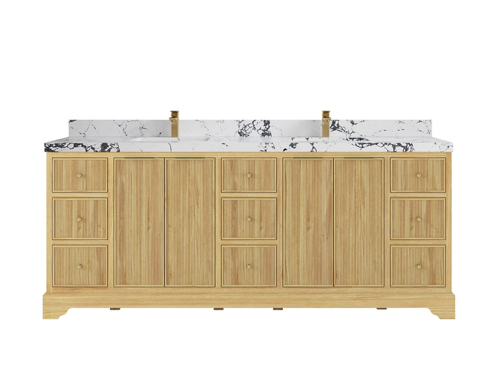 Austin Teak Wood 84 in. W x 22 in. D Double Sink Bathroom Vanity - photo 24