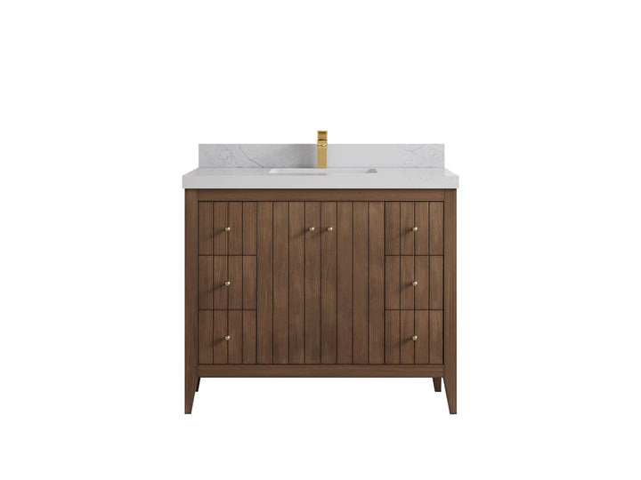 Atlanta Teak Wood 42 in. W x 22 in. D Single Sink Bathroom Vanity - photo 1