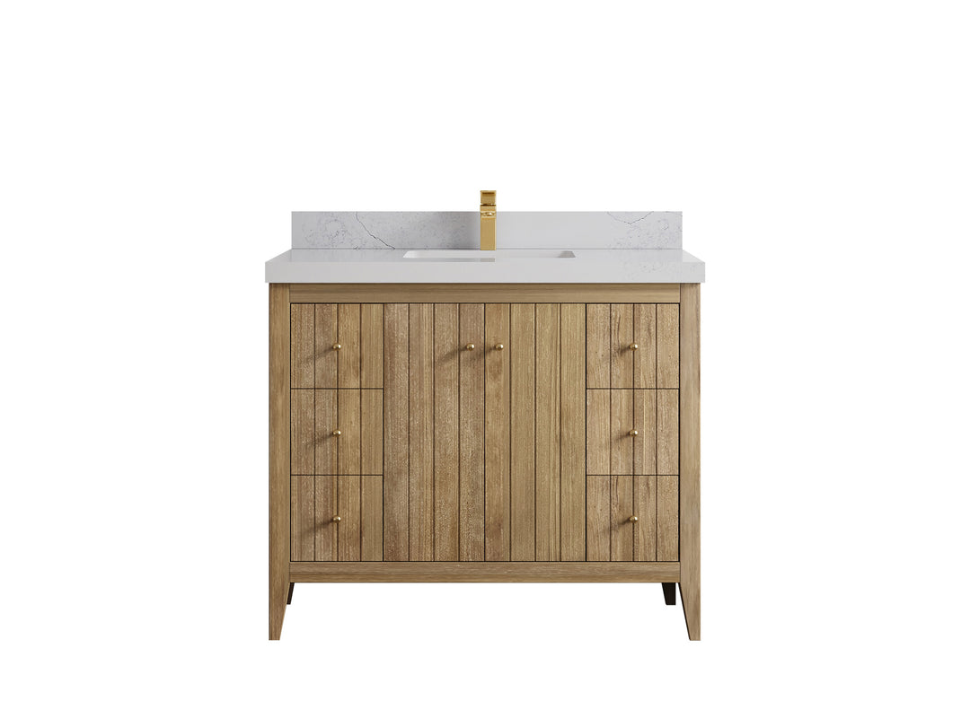 Atlanta Teak Wood 42 in. W x 22 in. D Single Sink Bathroom Vanity