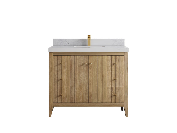 Atlanta Teak Wood 42 in. W x 22 in. D Single Sink Bathroom Vanity - photo 1