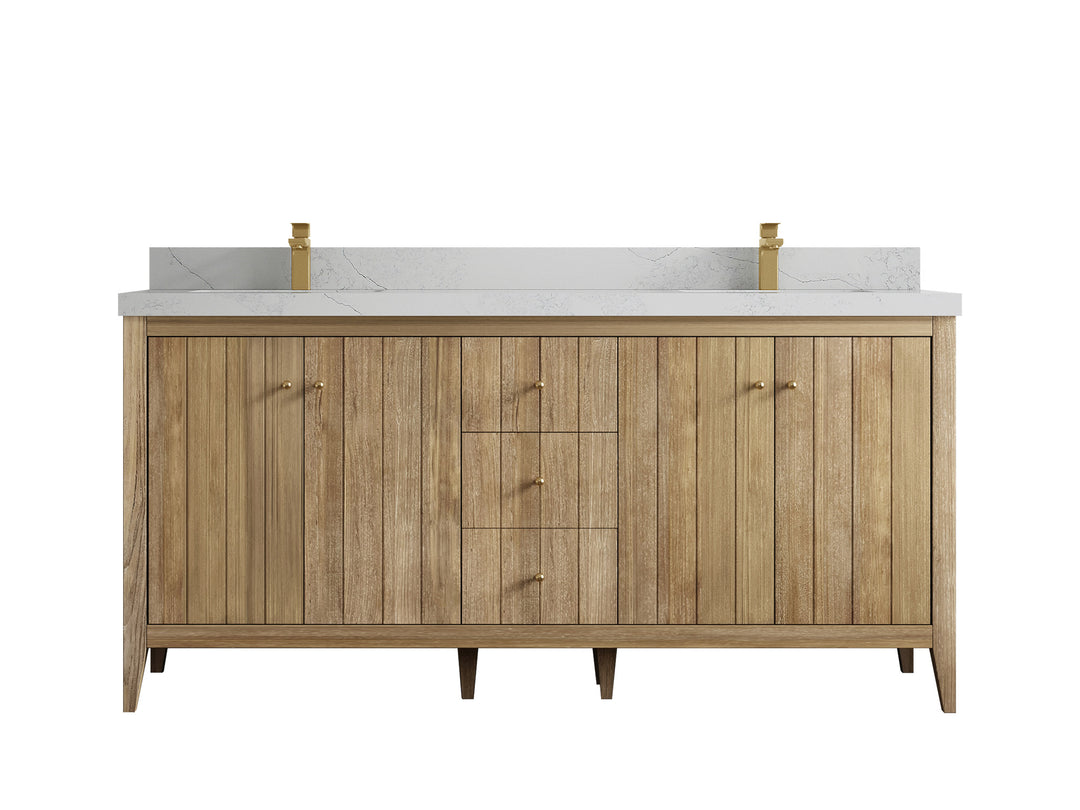 Atlanta Teak Wood 72 in. W x 22 in. D Double Sink Bathroom Vanity