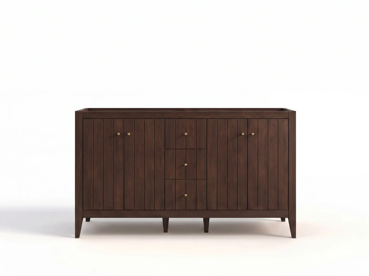 Atlanta Teak Wood 60 in. W x 22 in. D Double Sink Bathroom Vanity
