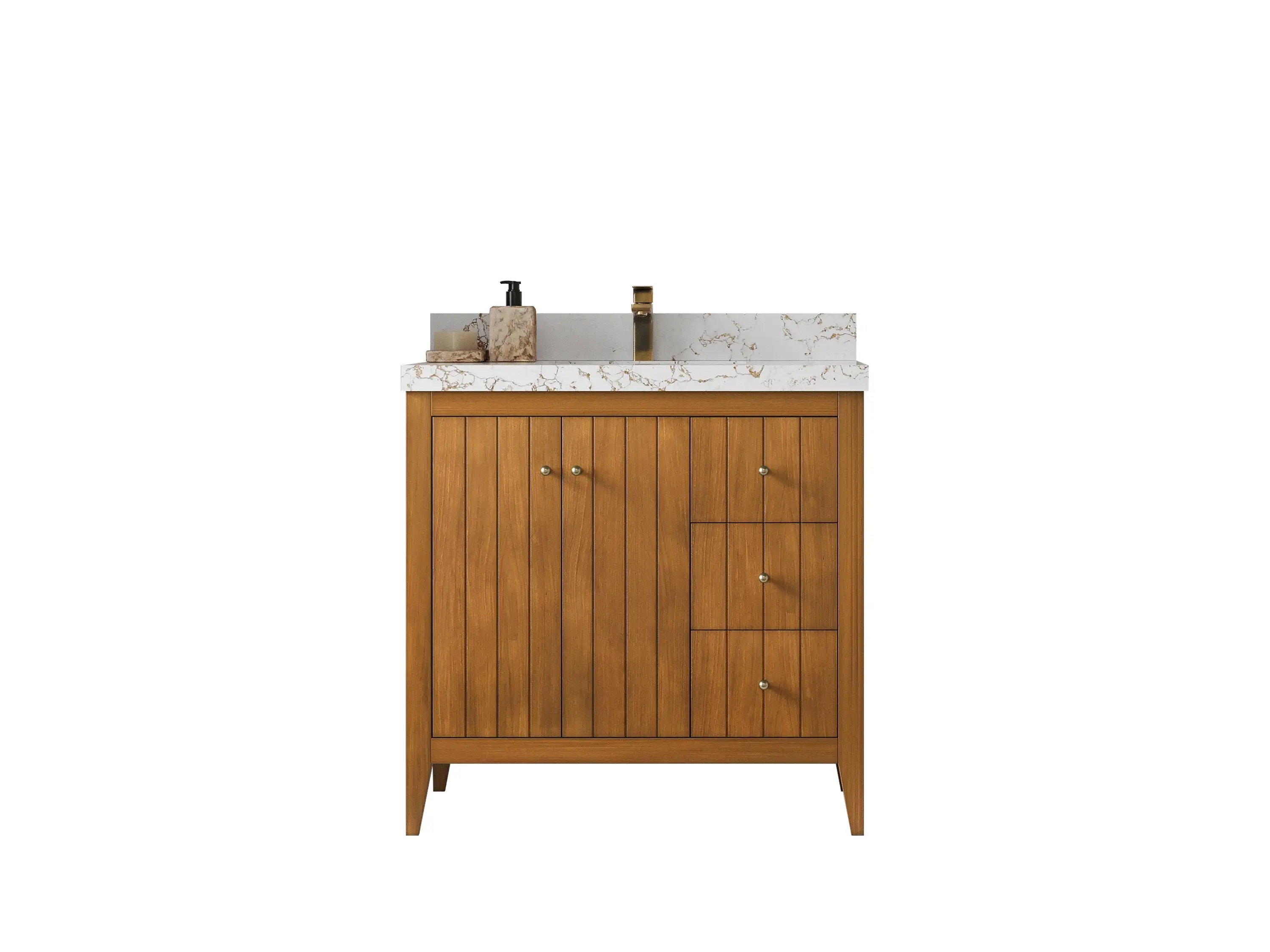 Atlanta Teak Wood 36 in. W x 22 in. D Center Sink Bathroom Vanity - Willow Bath and Vanity