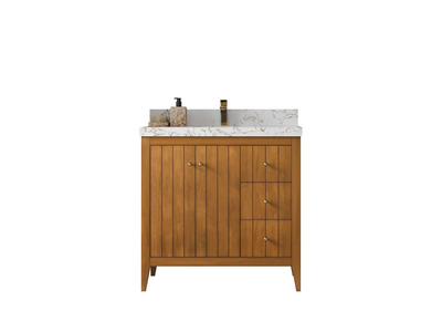 Atlanta Teak Wood 36 in. W x 22 in. D Center Sink Bathroom Vanity - Willow Bath and Vanity