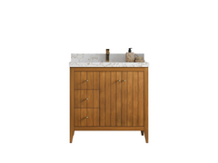 Atlanta Teak Wood 36 in. W x 22 in. D Center Sink Bathroom Vanity - photo 1