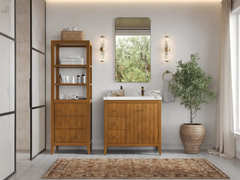 Atlanta Teak Wood 36 in. W x 22 in. D Right Offset Sink Bathroom Vanity - photo 4
