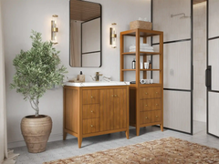 Atlanta Teak Wood 36 in. W x 22 in. D Right Offset Sink Bathroom Vanity - photo 2