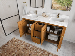 Atlanta Teak Wood 60 in. W x 22 in. D Double Sink Bathroom Vanity - photo 3