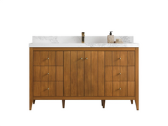 Atlanta Teak Wood 60 in. W x 22 in. D Single Sink Bathroom Vanity - photo 1