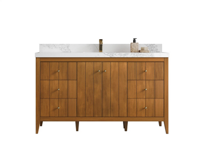 Atlanta Teak Wood 60 in. W x 22 in. D Single Sink Bathroom Vanity - Willow Bath and Vanity