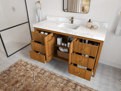 Atlanta Teak Wood 60 in. W x 22 in. D Single Sink Bathroom Vanity - photo 3