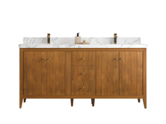 Atlanta Teak Wood 72 in. W x 22 in. D Double Sink Bathroom Vanity - photo 1