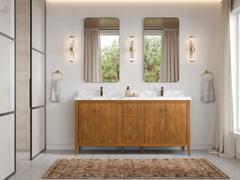 Atlanta Teak Wood 72 in. W x 22 in. D Double Sink Bathroom Vanity - photo 4