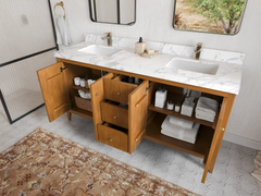 Atlanta Teak Wood 72 in. W x 22 in. D Double Sink Bathroom Vanity - photo 3