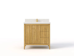 Atlanta 36 in. W x 22 in. D Teak Wood Center Sink Bathroom Vanity - photo 1