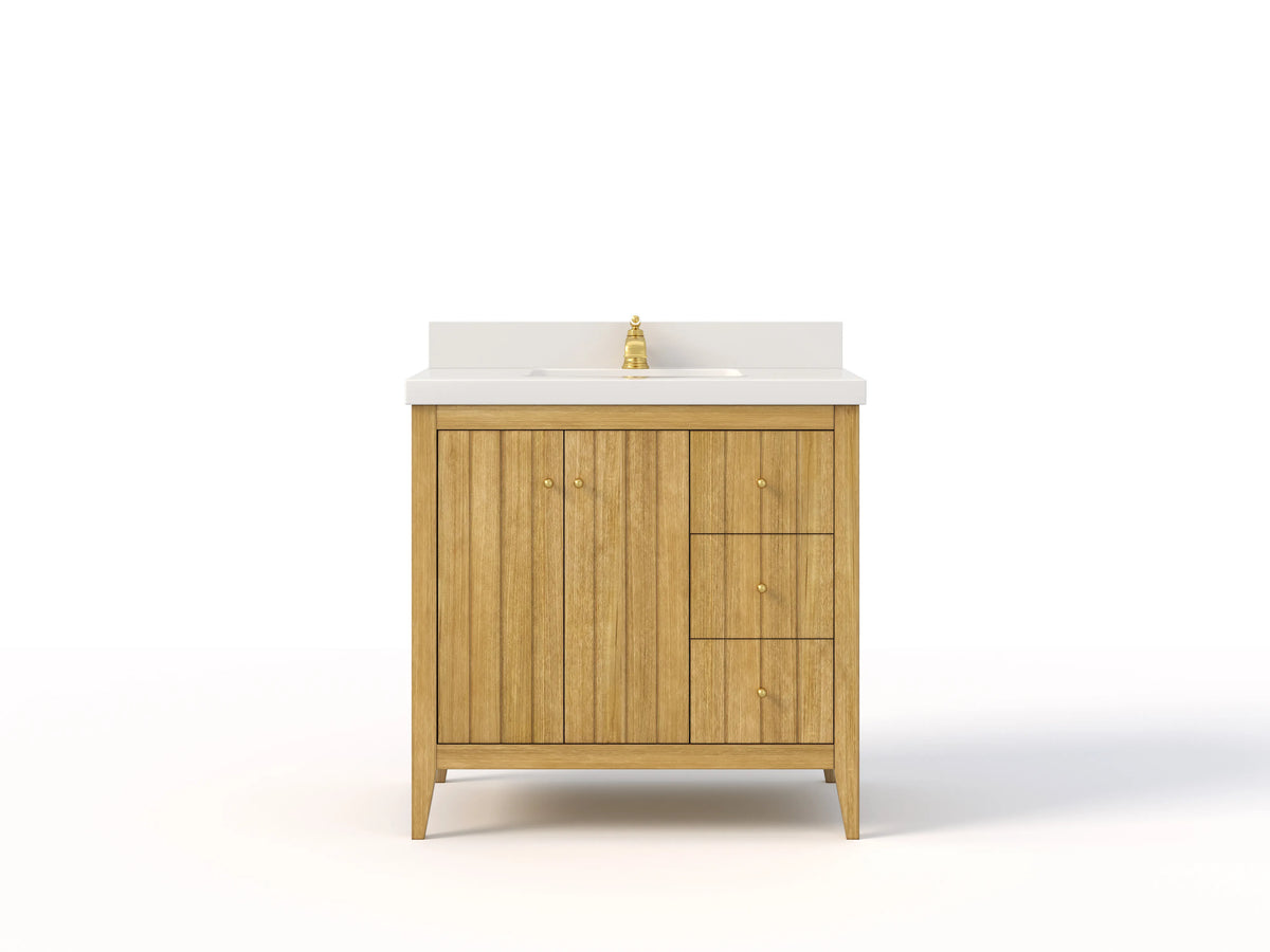 Atlanta 36 in. W x 22 in. D Teak Wood Center Sink Bathroom Vanity