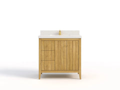 Atlanta Teak Wood 36 in. W x 22 in. D Center Sink Bathroom Vanity - photo 1