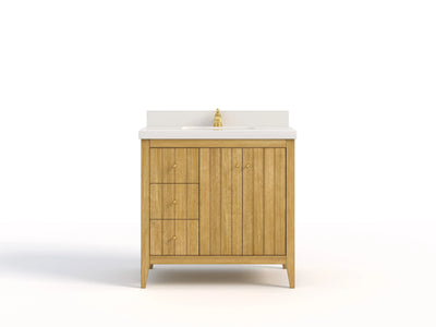 Atlanta Teak Wood 36 in. W x 22 in. D Center Sink Bathroom Vanity