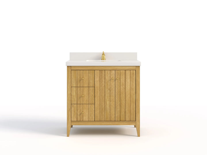 Atlanta Teak Wood 36 in. W x 22 in. D Center Sink Bathroom Vanity - photo 1