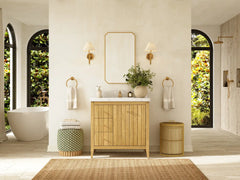 Atlanta Teak Wood 36 in. W x 22 in. D Center Sink Bathroom Vanity - photo 4