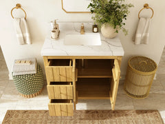 Atlanta Teak Wood 36 in. W x 22 in. D Center Sink Bathroom Vanity - photo 5