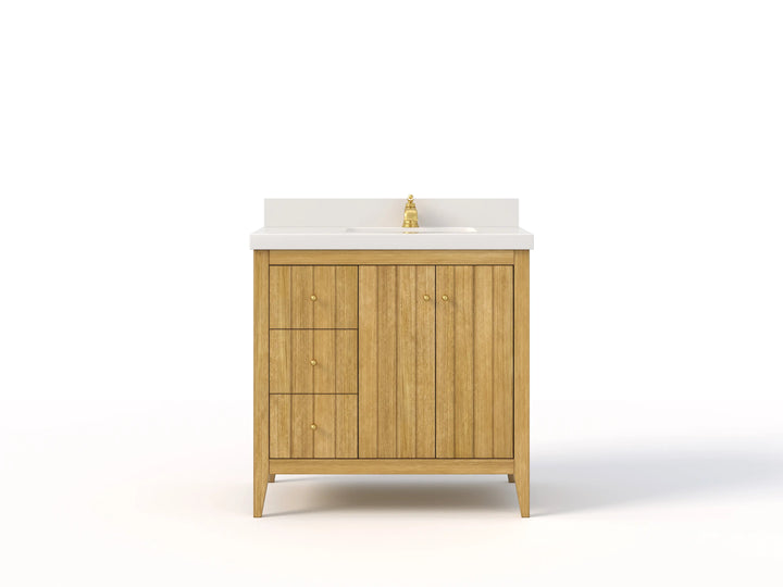 Atlanta Teak Wood 36 in. W x 22 in. D Right Offset Sink Bathroom Vanity - photo 1