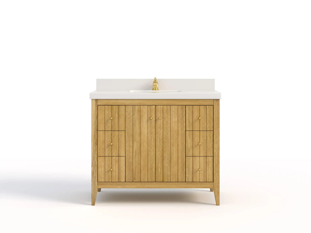 Atlanta Teak Wood 42 in. W x 22 in. D Single Sink Bathroom Vanity | 
              
                Light Natural Teak
                
                  
             - ATL_TK_LNT_WHQZ_42 - photo №1