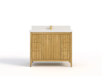 Atlanta Teak Wood 42 in. W x 22 in. D Single Sink Bathroom Vanity