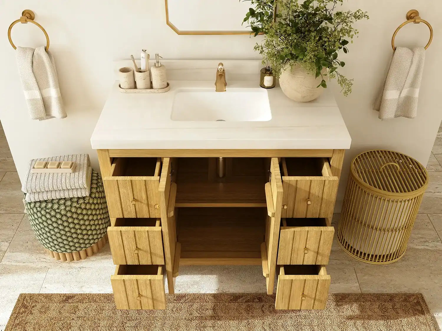Atlanta Teak Wood 42 in. W x 22 in. D Single Sink Bathroom Vanity