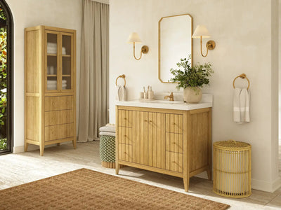 Atlanta Teak Wood 42 in. W x 22 in. D Single Sink Bathroom Vanity