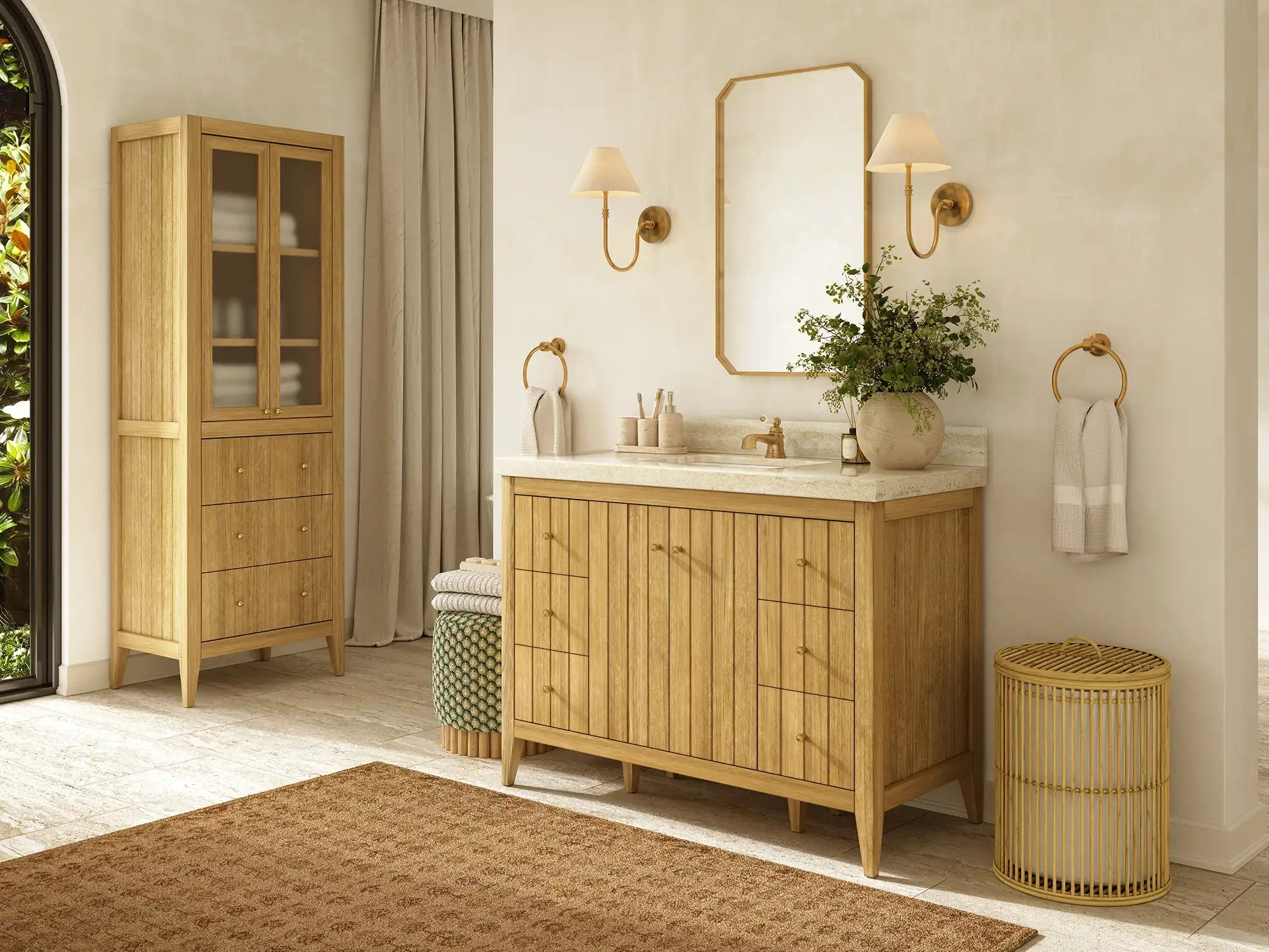 Atlanta Teak Wood 48 in. W x 22 in. D Single Sink Bathroom Vanity