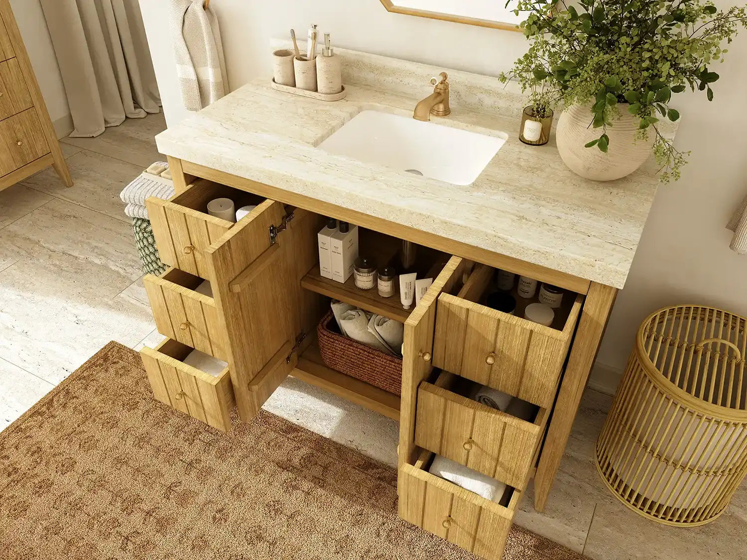 Atlanta Teak Wood 48 in. W x 22 in. D Single Sink Bathroom Vanity