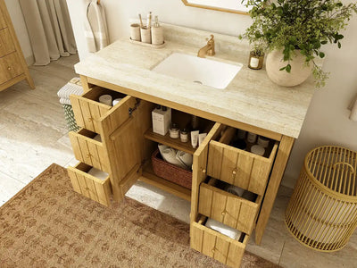 Atlanta Teak Wood 48 in. W x 22 in. D Single Sink Bathroom Vanity