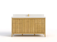 Atlanta Teak Wood 60 in. W x 22 in. D Single Sink Bathroom Vanity - photo 1