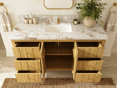 Atlanta Teak Wood 60 in. W x 22 in. D Single Sink Bathroom Vanity - photo 5
