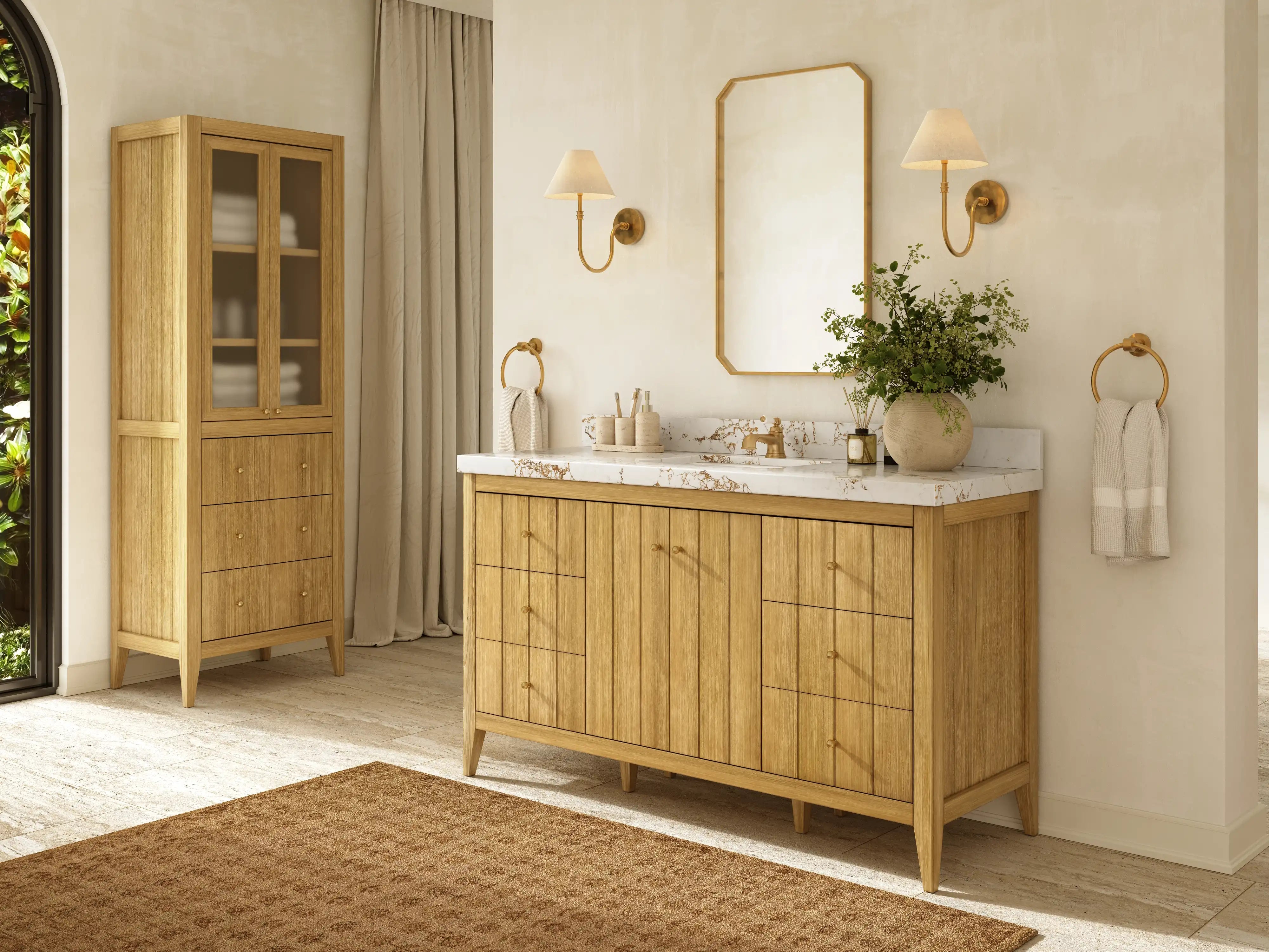 Atlanta Teak Wood 60 in. W x 22 in. D Single Sink Bathroom Vanity