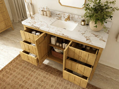 Atlanta Teak Wood 60 in. W x 22 in. D Single Sink Bathroom Vanity - photo 3