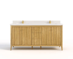 Atlanta Teak Wood 72 in. W x 22 in. D Double Sink Bathroom Vanity - photo 1