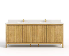 Atlanta Teak Wood 84 in. W x 22 in. D Double Sink Bathroom Vanity - photo 1