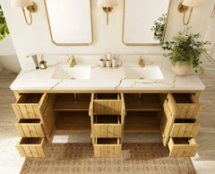 Atlanta Teak Wood 84 in. W x 22 in. D Double Sink Bathroom Vanity - photo 5