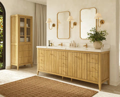 Atlanta Teak Wood 84 in. W x 22 in. D Double Sink Bathroom Vanity - photo 2