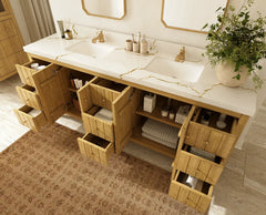 Atlanta Teak Wood 84 in. W x 22 in. D Double Sink Bathroom Vanity - photo 3