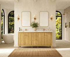 Atlanta Teak Wood 72 in. W x 22 in. D Double Sink Bathroom Vanity - photo 2