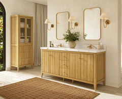 Atlanta Teak Wood 72 in. W x 22 in. D Double Sink Bathroom Vanity - photo 3