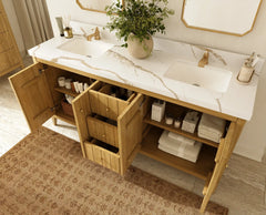 Atlanta Teak Wood 72 in. W x 22 in. D Double Sink Bathroom Vanity - photo 4