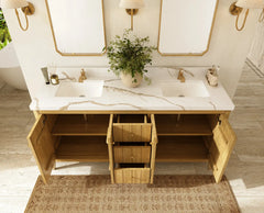 Atlanta Teak Wood 72 in. W x 22 in. D Double Sink Bathroom Vanity - photo 5