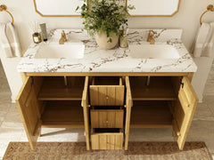 Atlanta Teak Wood 60 in. W x 22 in. D Double Sink Bathroom Vanity - photo 5