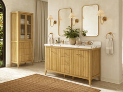Atlanta Teak Wood 60 in. W x 22 in. D Double Sink Bathroom Vanity - photo 2