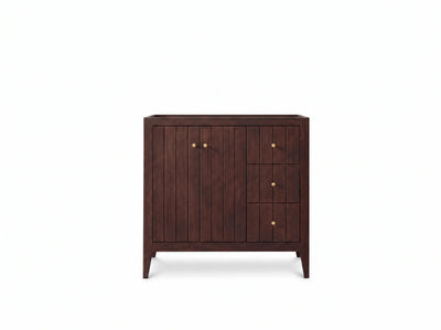 Atlanta Teak Wood 36 in. W x 22 in. D Left Offset Sink Bathroom Vanity