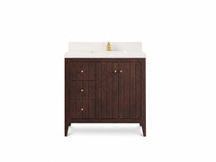 Atlanta Teak Wood 36 in. W x 22 in. D Right Offset Sink Bathroom Vanity - photo 1